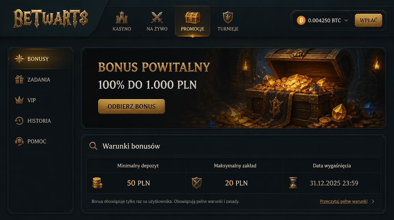 Tabela warunków bonusu z kryptowalutami