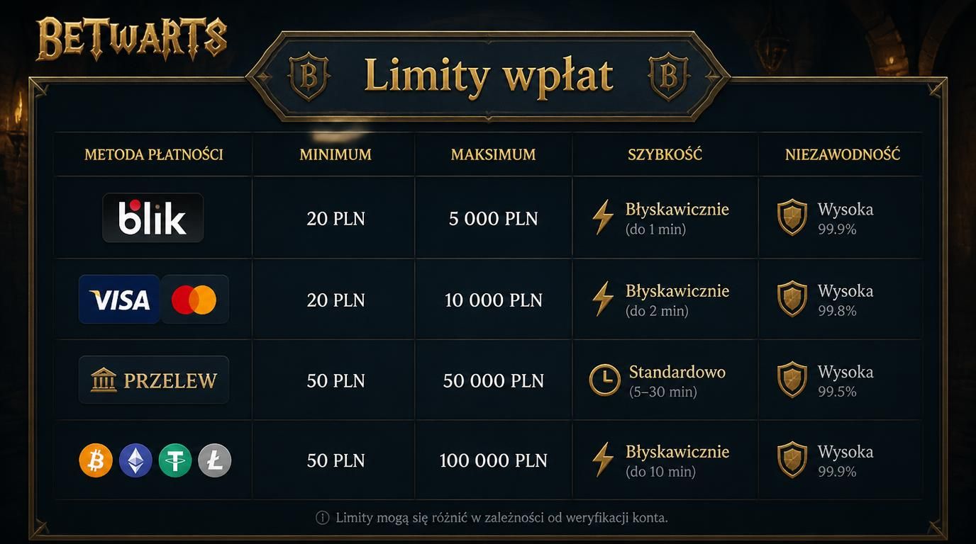 Tabela metod płatności z limitami