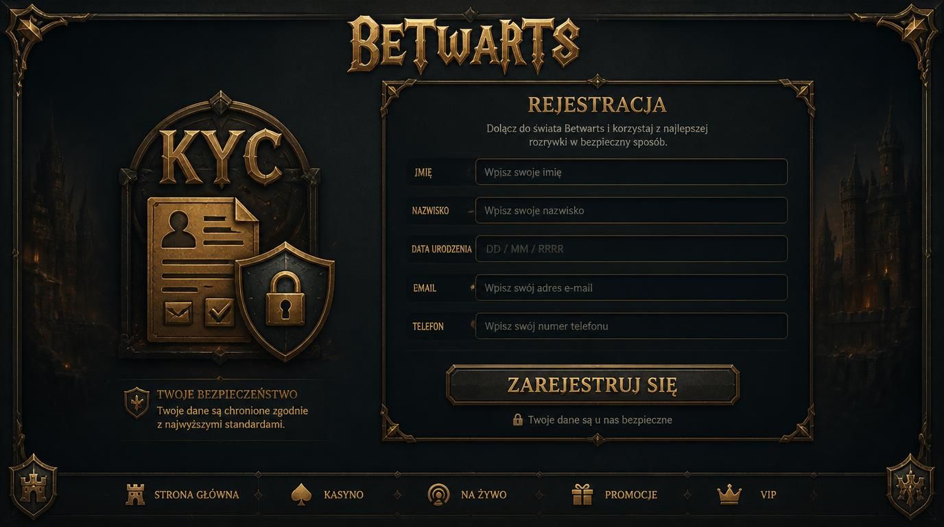 Formularz rejestracji Betwarts Casino: prawdziwe dane i KYC