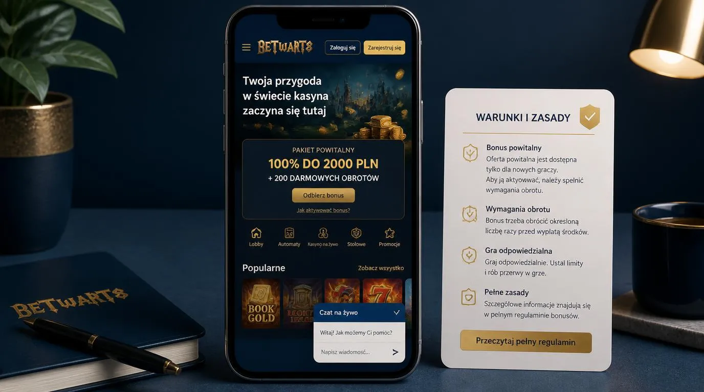 Telefon z widokiem oferty powitalnej i oknem czatu na żywo
